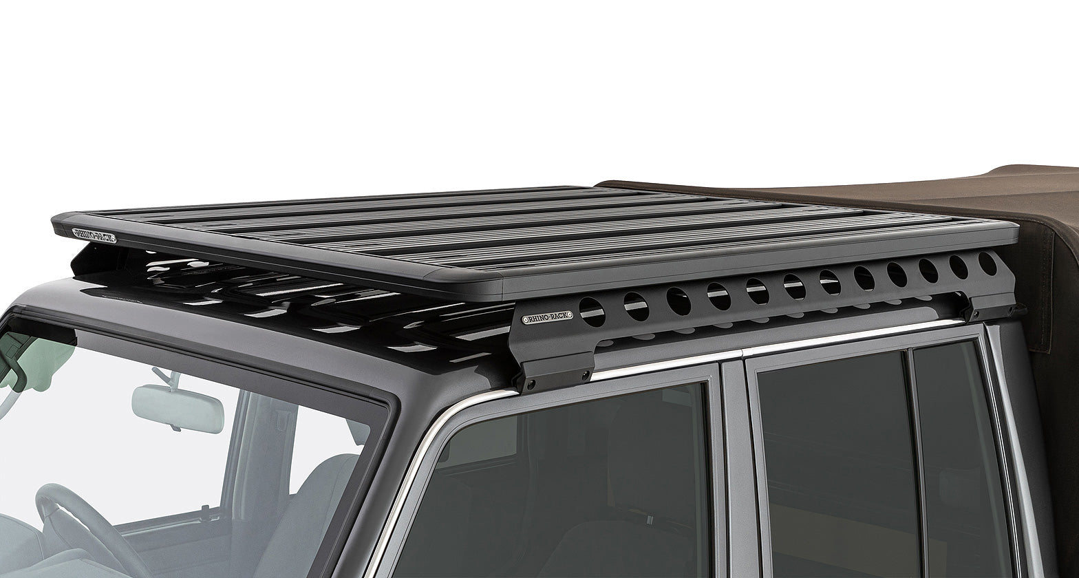 Kit Galerie de toit Rhinorack Noire sur Lanc Cruiser 79 Gris avec Systeme Backbone