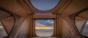 Interior of Rooftop tent Esperance by ARB 4X4 with Light inside