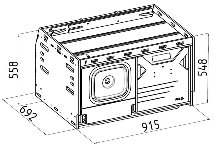 Schéma d'un module FLV avec les dimensions 558*692*915