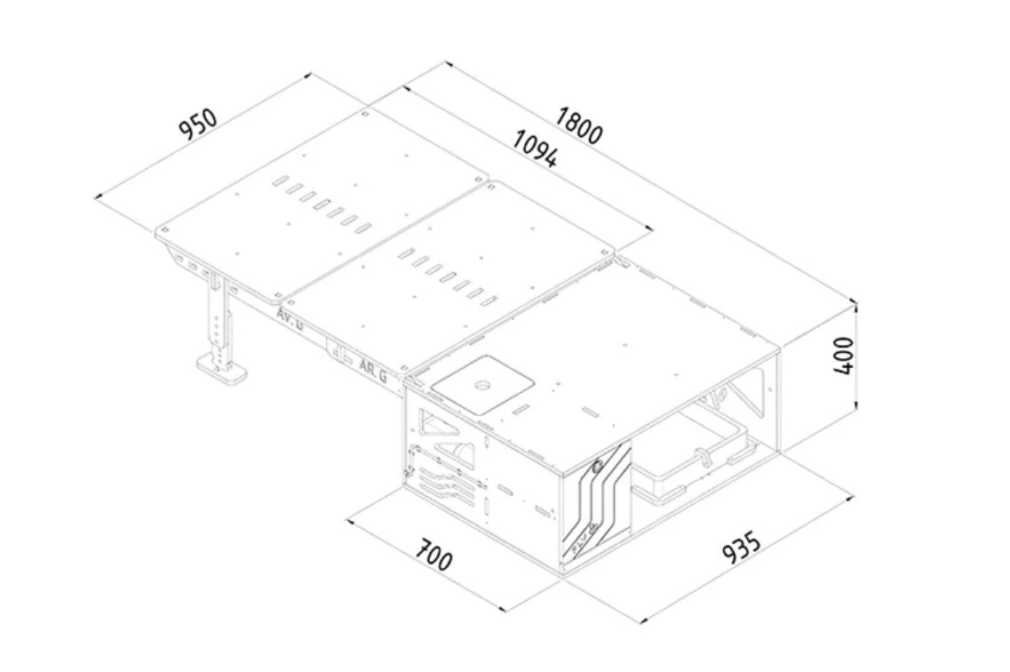 Schéma avec dimensions dépliées FLV