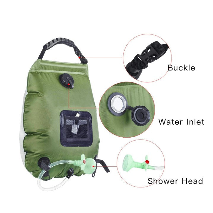 20L sac de bain solaire extérieur auto-conduite camping bouteille d'eau  chaude sac de stockage d'eau de bain extérieur portable (rouge)