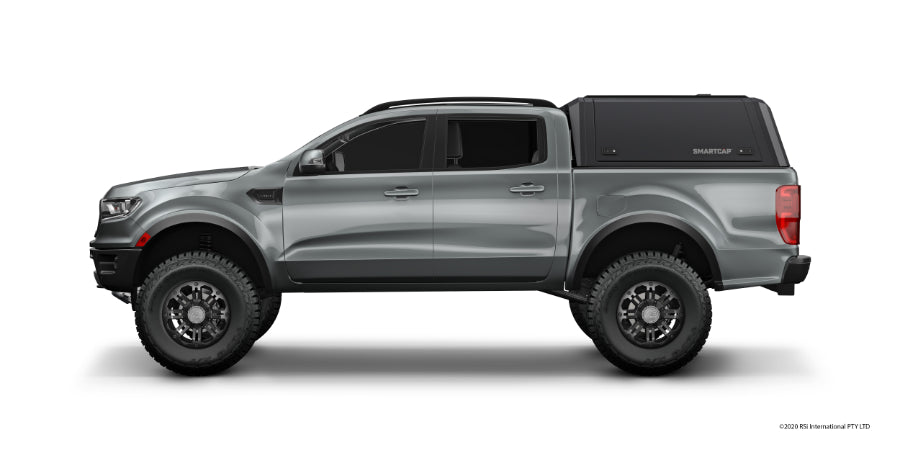 Vue latérale Véhicule Ford Ranger Raptor 2020 Gris avec Hardtop RSI Smartcap Noir Adventure