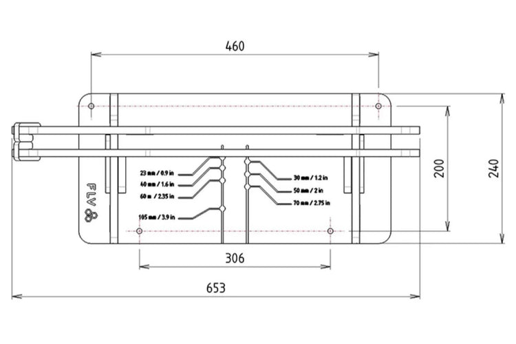 schéma dimensionné d'un porte vélo