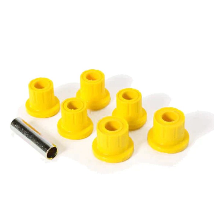 6 silent blocs jaunes avec un cylindre creux argenté