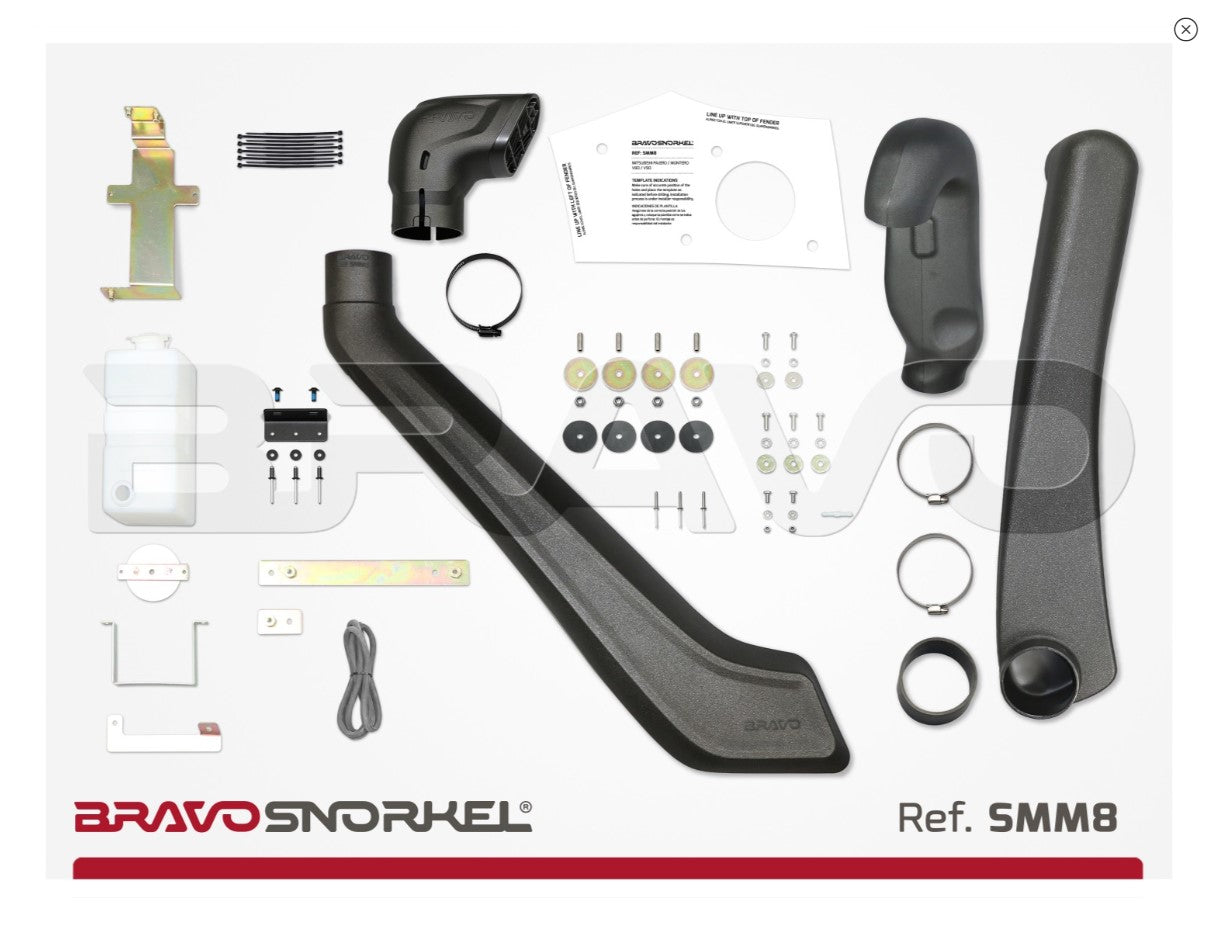 Snorkel Bravo 4x4 pour Mitsubishi Pajero présenté en kit
