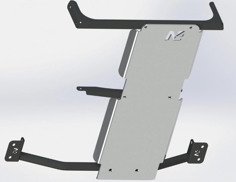 modélisation 3D d'un ski de protection N4 avec deux barres de fixation noires