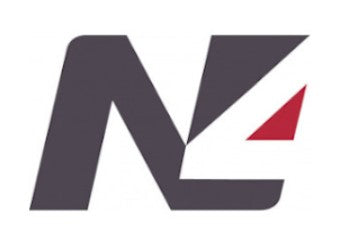 LOGO N4 : grand N gris avec un triangle rouge sur fond blanc