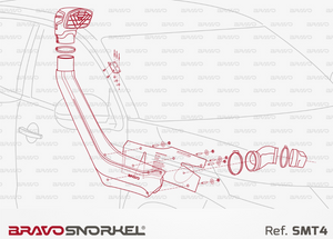 plan de montage d'un snorkel rouge de marque bravo SMT4