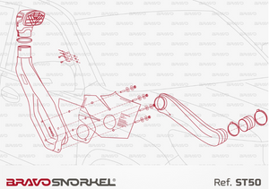 plan de montage de la référence ST50 en rouge pour un bravo snorkel