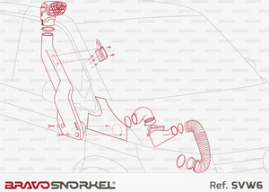 plan de montage en rouge d'un snorkel bravo