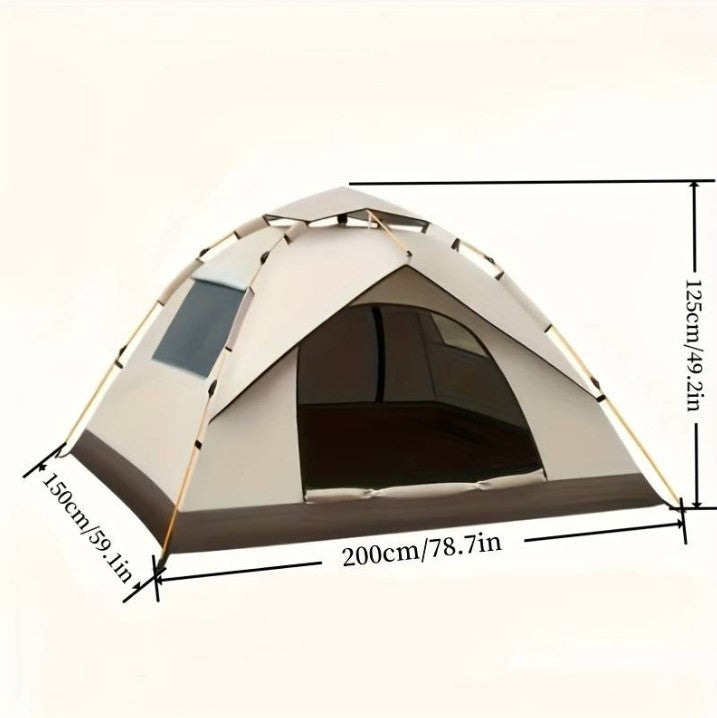 tente de camping beige avec les dimensions