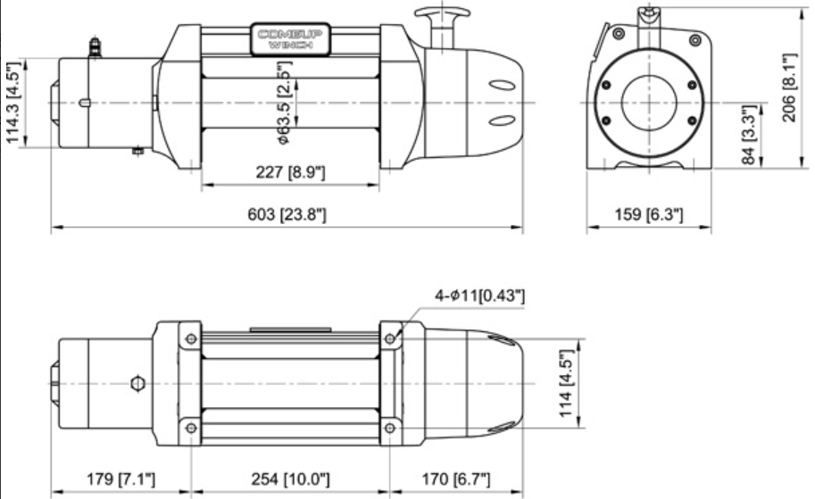 Treuil 4x4 COME UP DS 9.5 12V - câble acier