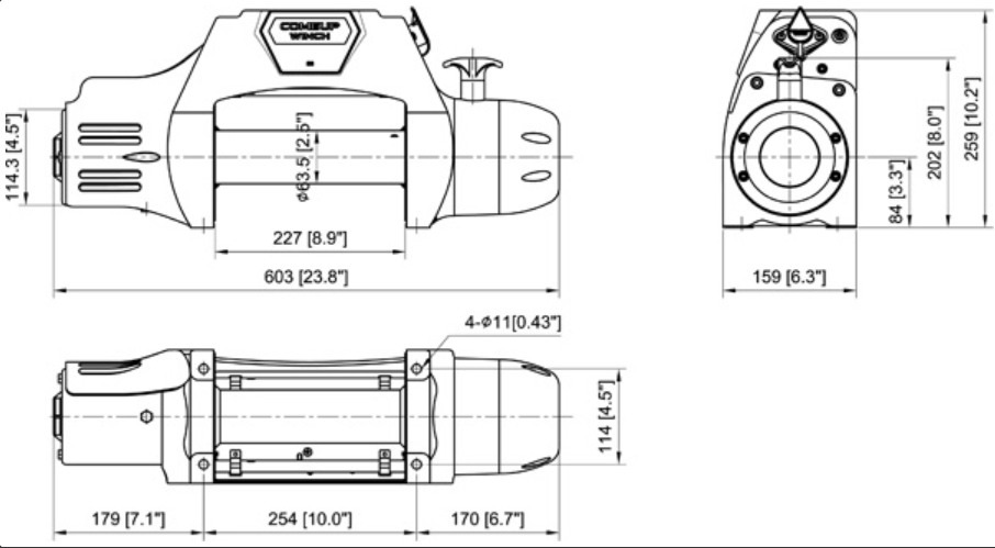 Treuil 4x4 COME UP DS 9.5I 12V - câble acier