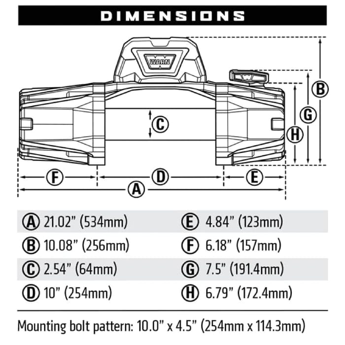 Treuil WARN VR-EVO 10 S - 4.5 Tonnes - 12V - Synthetique