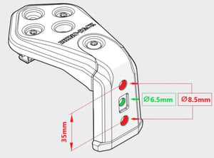 Détail de l'empattement de la fixation du support rhinorack