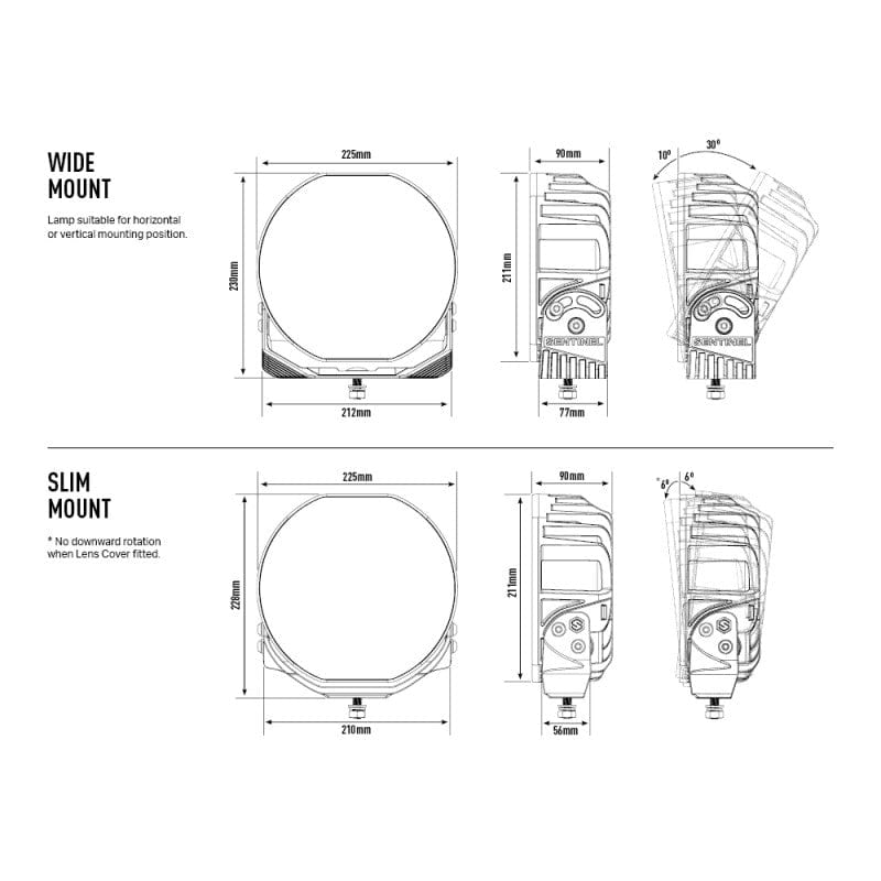 Feu Lazer 24 LED avec feux positions - Sentinel 9" noir - Homologuée CEE