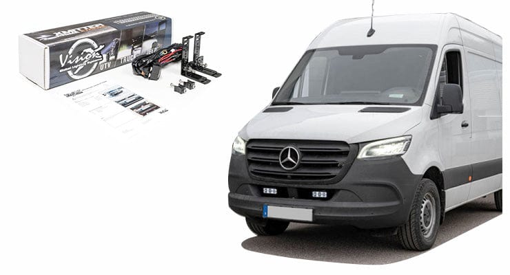 Kit 2 barres 3LEDs Vision-X encastrées dans pare-chocs pour Mercedes Sprinter 2018+