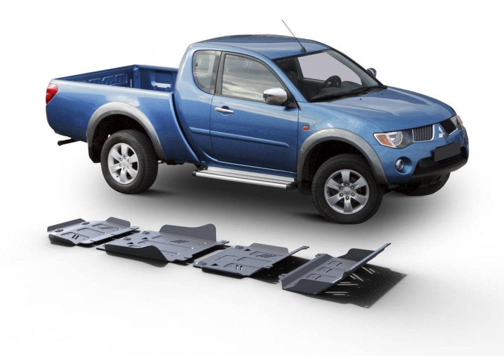 Kit de 4 protections inférieurs aluminium pour Mitsubishi L200 2007 à 2015