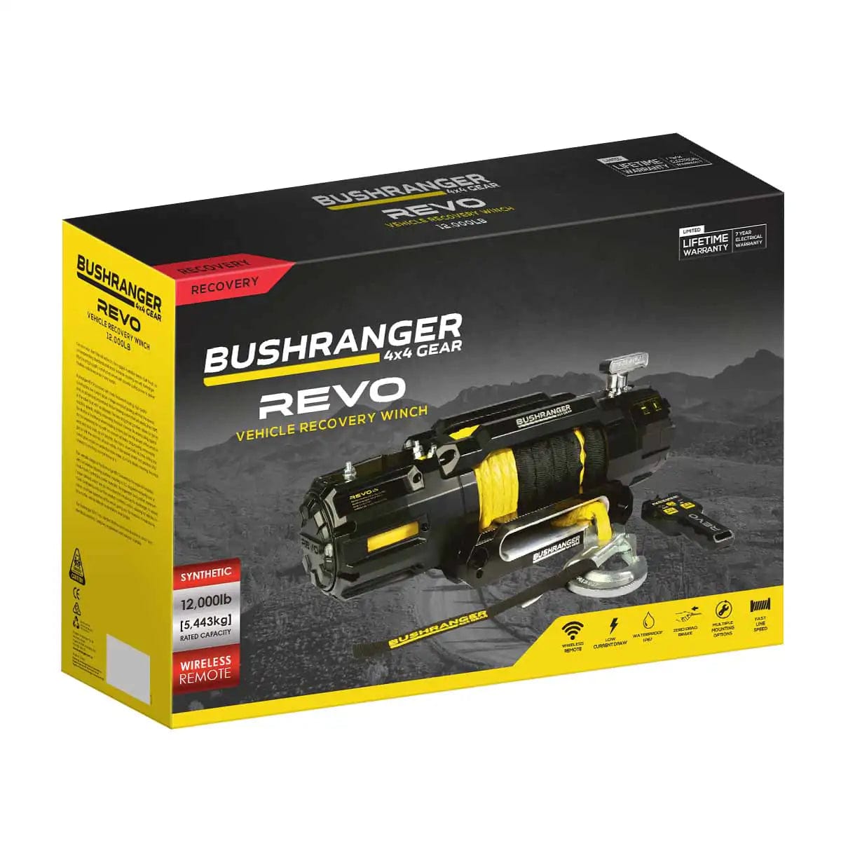 Treuil 4x4 Bushranger -  Revo 12 - 5 443Kg - 12V