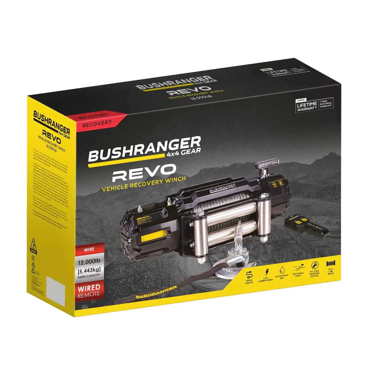 Treuil 4x4 Bushranger -  Revo 12 - 5 443Kg - 12V